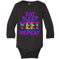 Eat Sleep Yeet Repeat Vintage Yeet Apparel Saying Baby Long Sleeve Bodysuit