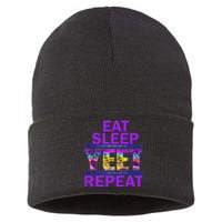 Eat Sleep Yeet Repeat Vintage Yeet Apparel Saying Sustainable Knit Beanie