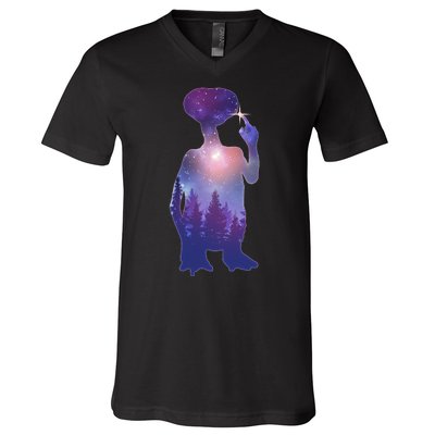 ET Alien Galaxy Forest V-Neck T-Shirt