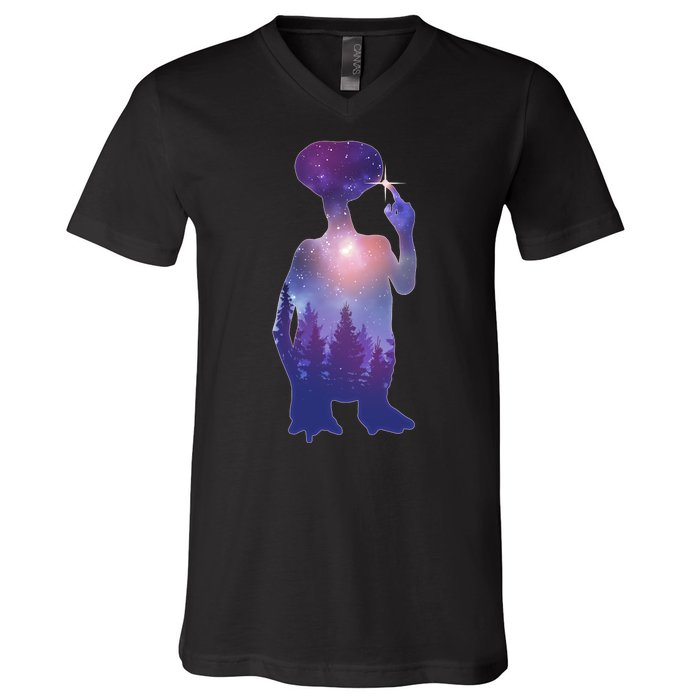 ET Alien Galaxy Forest V-Neck T-Shirt