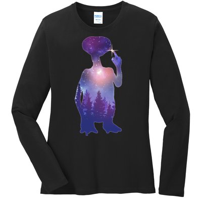 ET Alien Galaxy Forest Ladies Long Sleeve Shirt