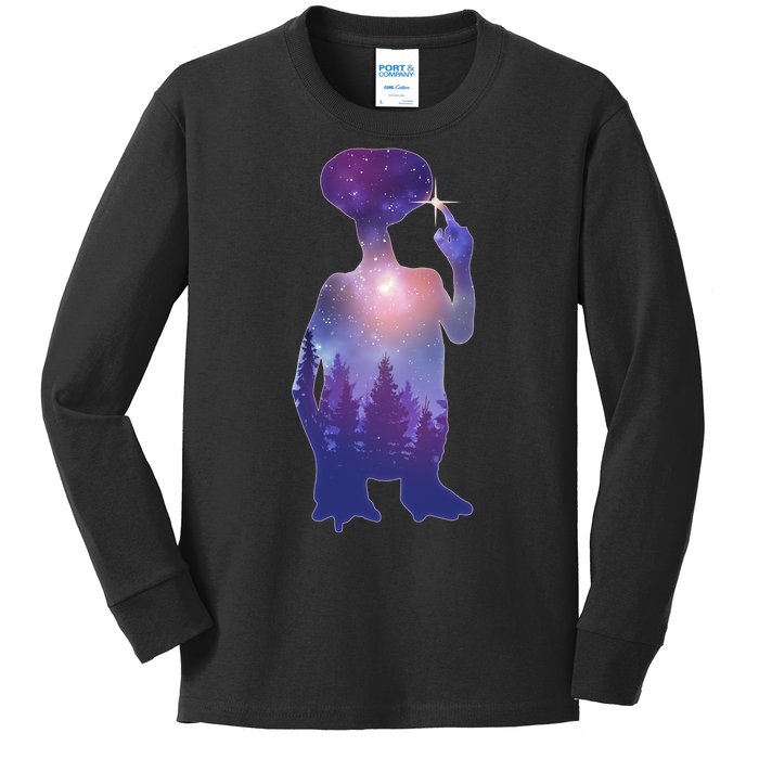 ET Alien Galaxy Forest Kids Long Sleeve Shirt