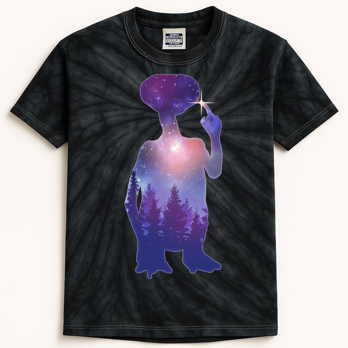 ET Alien Galaxy Forest Kids Tie-Dye T-Shirt