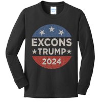 Excons Trump 2024 Trump Vance Funny Hilarious Kids Long Sleeve Shirt