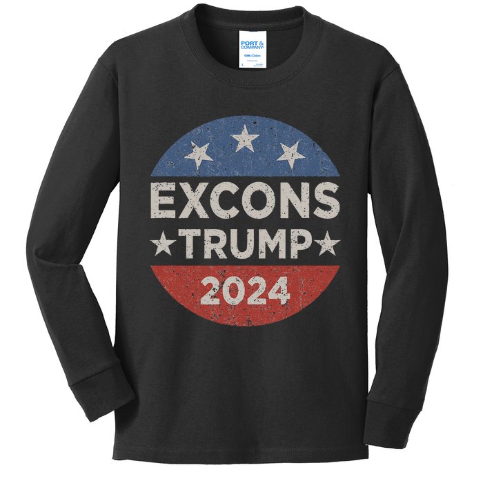 Excons Trump 2024 Trump Vance Funny Hilarious Kids Long Sleeve Shirt