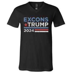 Excons Trump 2024 Trump Vance Funny Hilarious V-Neck T-Shirt