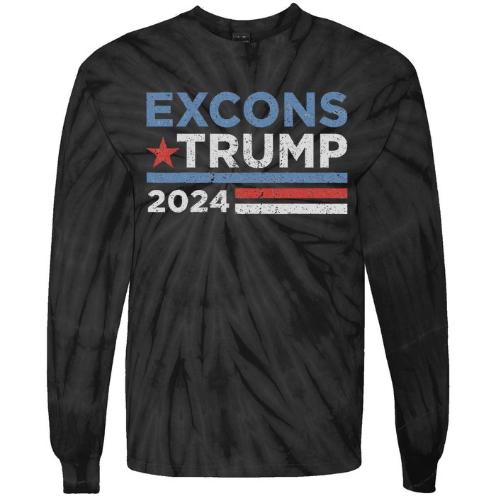 Excons Trump 2024 Trump Vance Funny Hilarious Tie-Dye Long Sleeve Shirt