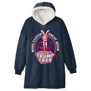 Easter Trump 2024 Make Easter Great Again Funny Egg Basket Hooded Wearable Blanket