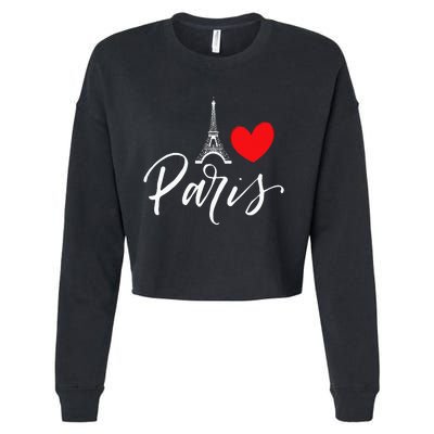 Eiffel Tower A Heart From Paris With Love To France Cropped Pullover Crew