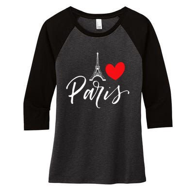 Eiffel Tower A Heart From Paris With Love To France Women's Tri-Blend 3/4-Sleeve Raglan Shirt