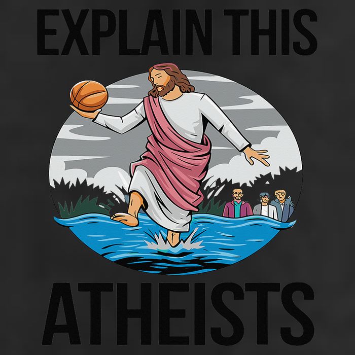 Explain This Atheists Jesus Basketball Funny Memes Gen-Z 7 Panel Mesh Trucker Snapback Hat