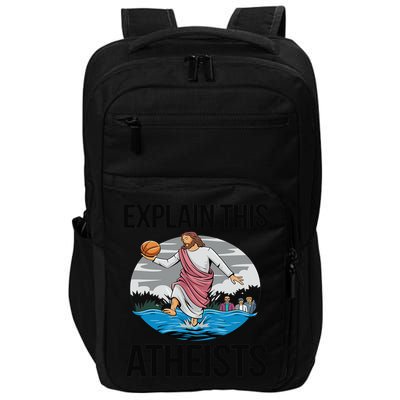 Explain This Atheists Jesus Basketball Funny Memes Gen-Z Impact Tech Backpack