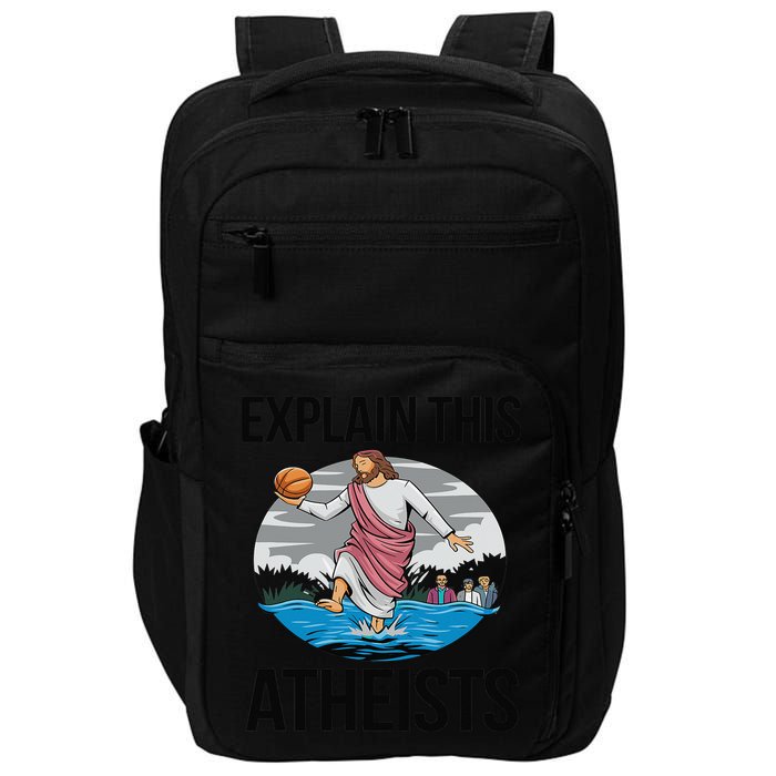Explain This Atheists Jesus Basketball Funny Memes Gen-Z Impact Tech Backpack