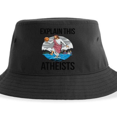 Explain This Atheists Jesus Basketball Funny Memes Gen-Z Sustainable Bucket Hat