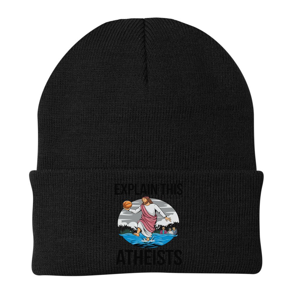 Explain This Atheists Jesus Basketball Funny Memes Gen-Z Beanie