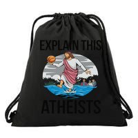Explain This Atheists Jesus Basketball Funny Memes Gen-Z Drawstring Bag