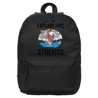 Explain This Atheists Jesus Basketball Funny Memes Gen-Z 16 in Basic Backpack