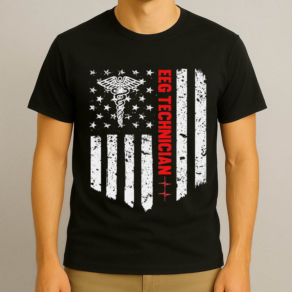 Eeg Technician American Flag Patriotic Medicine Gift T-Shirt