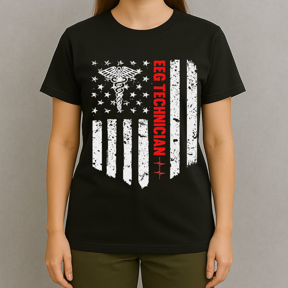 Eeg Technician American Flag Patriotic Medicine Gift T-Shirt