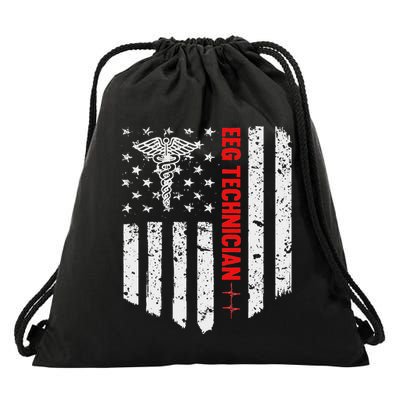 Eeg Technician American Flag Patriotic Medicine Gift Drawstring Bag