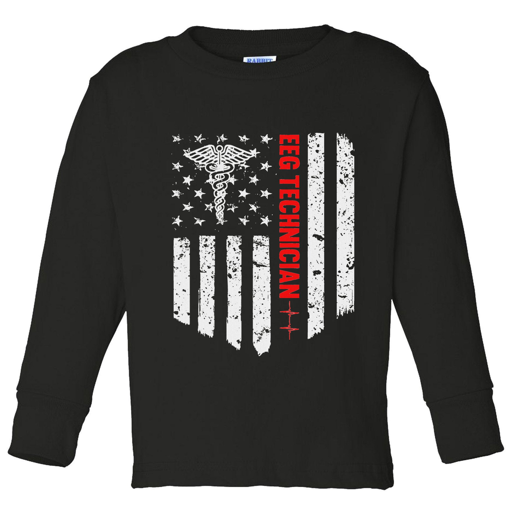 Eeg Technician American Flag Patriotic Medicine Gift Toddler Long Sleeve Shirt