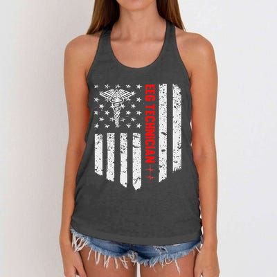 Eeg Technician American Flag Patriotic Medicine Gift Women's Knotted Racerback Tank