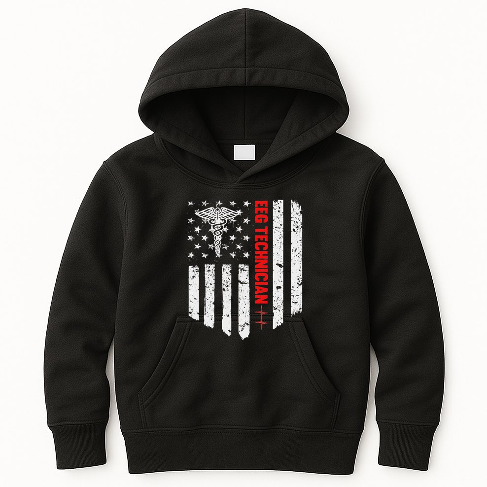 Eeg Technician American Flag Patriotic Medicine Gift Kids Hoodie