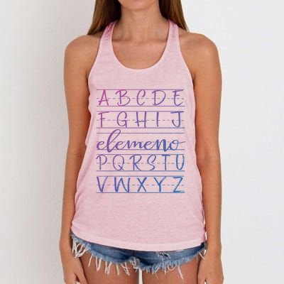 Eleo Teacher Apreciation Alphabet Funny Gift For Teachers Gift Women's Knotted Racerback Tank