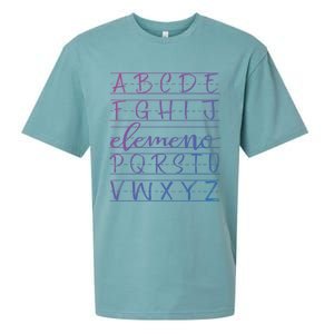 Eleo Teacher Apreciation Alphabet Funny Gift For Teachers Gift Sueded Cloud Jersey T-Shirt