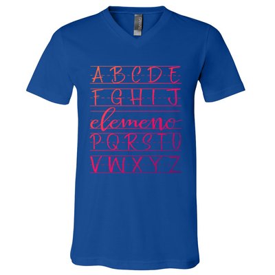 Eleo Teacher Apreciation Alphabet Funny Gift For Teachers Gift V-Neck T-Shirt