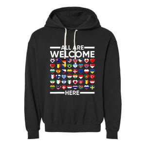 Esl Teacher All Are Welcome Here For Worlds Virtual Teachers Garment-Dyed Fleece Hoodie