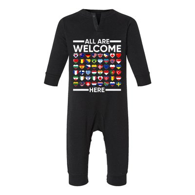 Esl Teacher All Are Welcome Here For Worlds Virtual Teachers Infant Fleece One Piece