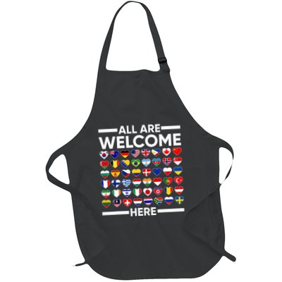 Esl Teacher All Are Welcome Here For Worlds Virtual Teachers Full-Length Apron With Pockets