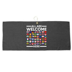 Esl Teacher All Are Welcome Here For Worlds Virtual Teachers Large Microfiber Waffle Golf Towel