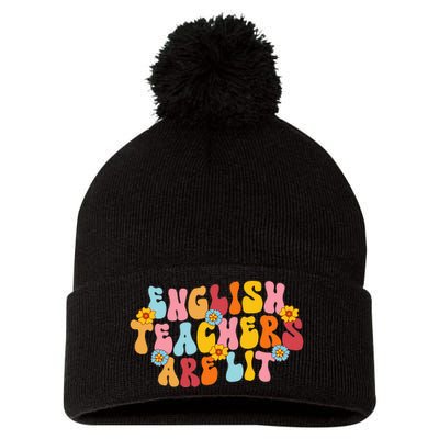 English Teachers Are Lit Funny English Language Arts Teacher Pom Pom 12in Knit Beanie