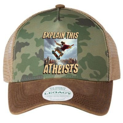 Explain This Atheists Funny Meme Jesus Skateboarding Legacy Tie Dye Trucker Hat