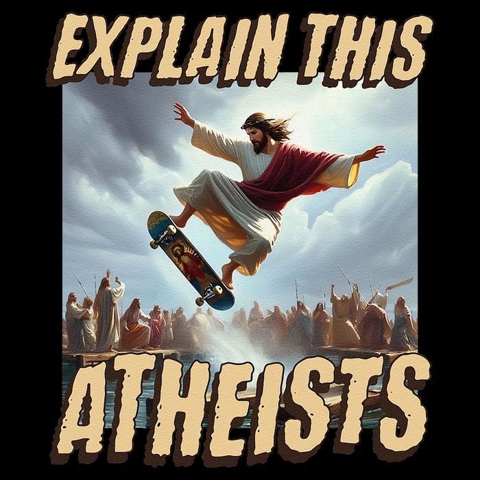 Explain This Atheists Funny Meme Jesus Skateboarding Impact Tech Backpack