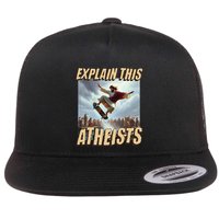 Explain This Atheists Funny Meme Jesus Skateboarding Flat Bill Trucker Hat