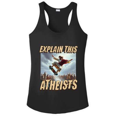 Explain This Atheists Funny Meme Jesus Skateboarding Ladies PosiCharge Competitor Racerback Tank