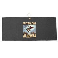 Explain This Atheists Funny Meme Jesus Skateboarding Large Microfiber Waffle Golf Towel