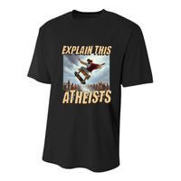 Explain This Atheists Funny Meme Jesus Skateboarding Youth Performance Sprint T-Shirt