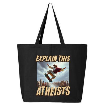 Explain This Atheists Funny Meme Jesus Skateboarding 25L Jumbo Tote