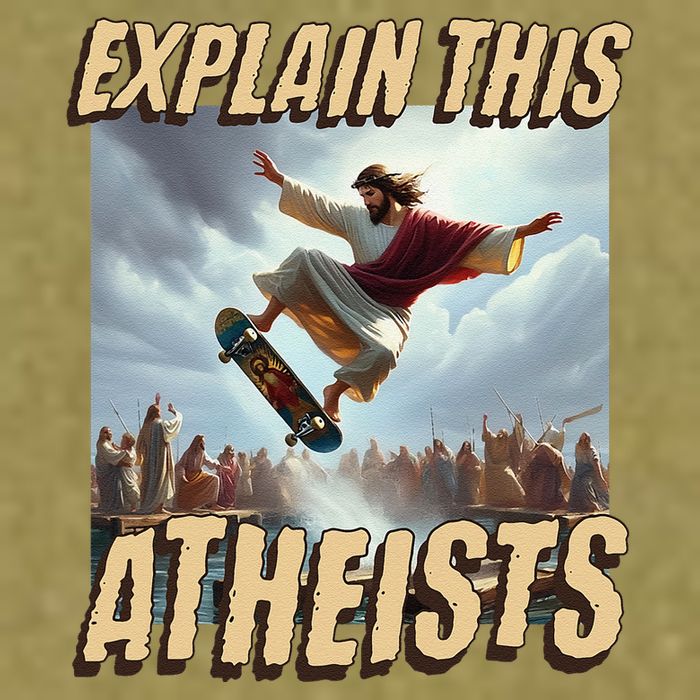 Explain This Atheists Funny Meme Jesus Skateboarding Garment-Dyed Women's Muscle Tee