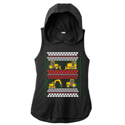 Excavator Tractor Bulldozer Christmas Ugly Sweater Cool Gift Ladies PosiCharge Tri-Blend Wicking Draft Hoodie Tank