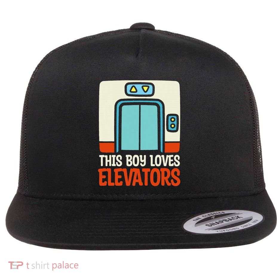 Elevator This Boy Loves Elevators Flat Bill Trucker Hat