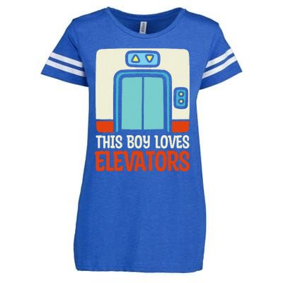 Elevator This Boy Loves Elevators Enza Ladies Jersey Football T-Shirt