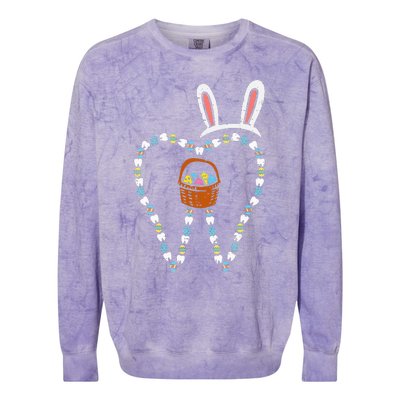 Easter Tooth Bunny Ears Cute Teeth Dentist Dental Assistant Colorblast Crewneck Sweatshirt