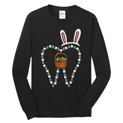 Easter Tooth Bunny Ears Cute Teeth Dentist Dental Assistant Tall Long Sleeve T-Shirt