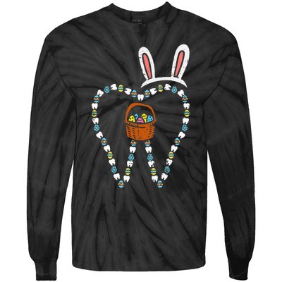 Easter Tooth Bunny Ears Cute Teeth Dentist Dental Assistant Tie-Dye Long Sleeve Shirt