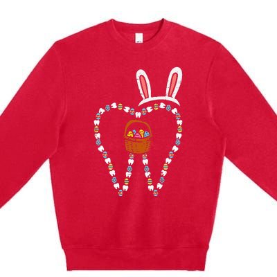 Easter Tooth Bunny Ears Cute Teeth Dentist Dental Assistant Premium Crewneck Sweatshirt